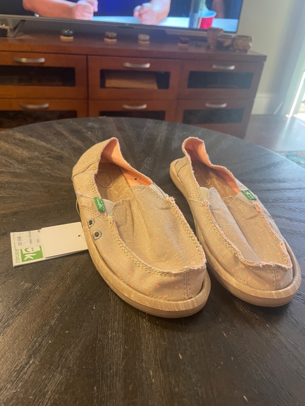 Sanuk Peach-Pink Slip-On Canvas Sneakers